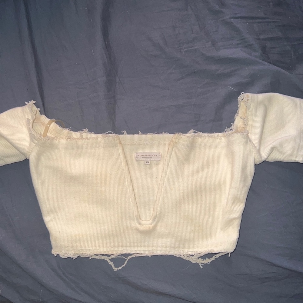 Mistress Rocks off the shoulder cropped top XS
